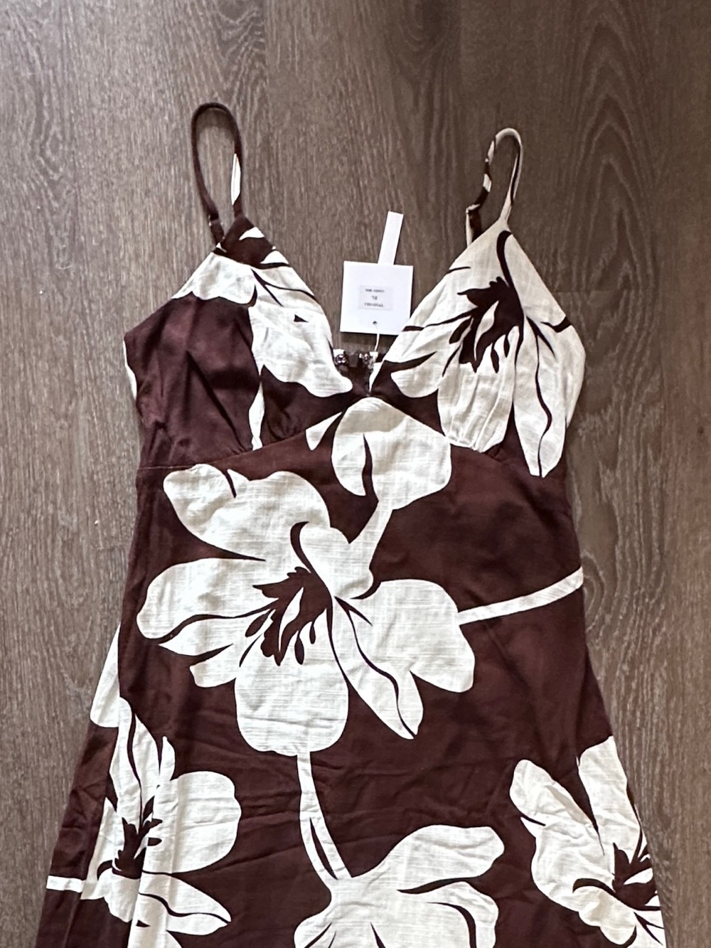 Paper Heart Linen Blend chocolate brown white Dress Size XL NWT ANTHROPOLOGIE - Picture 6 of 7